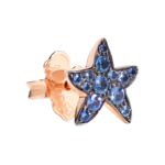 Orecchino stella marina in oro rosa e zaffiri blu - Dodo
