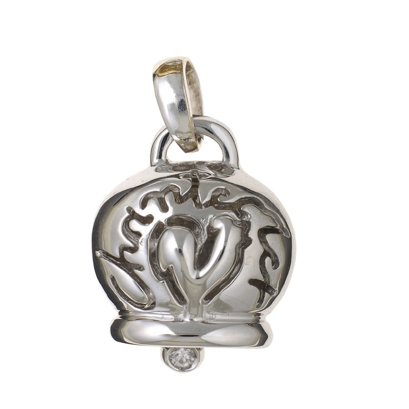 Campanella in oro bianco e un diamante nel batacchio