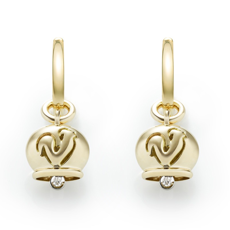 Orecchini campanella micro in oro giallo e un diamante