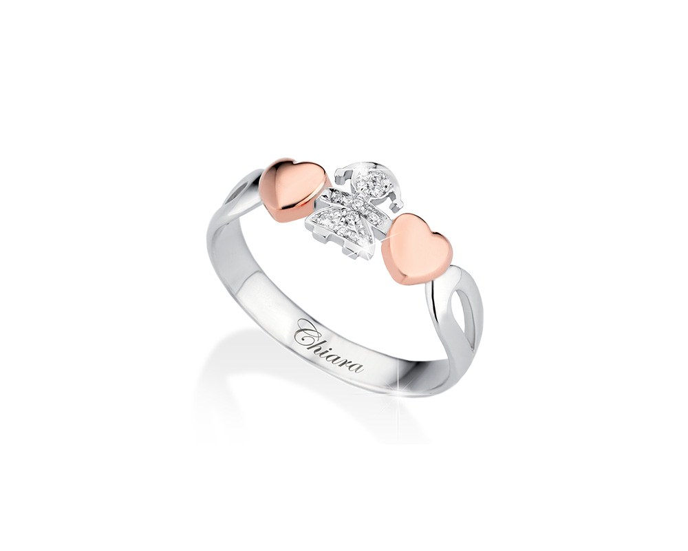 Anello Girocuore bimba oro bianco e brillanti