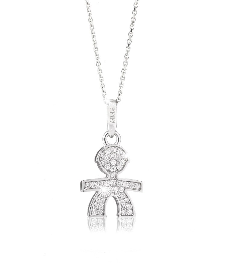 Pavé micro-setting bimbo piccolo oro bianco