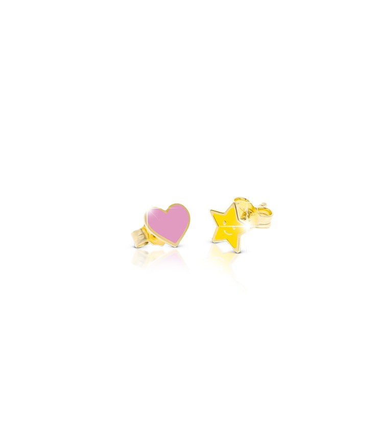 Orecchini Fortuna oro giallo stellina e cuore