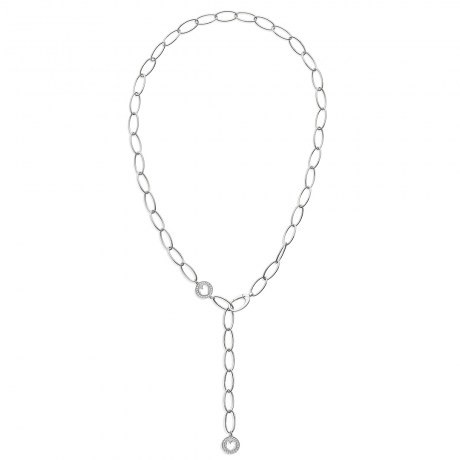 Collana 61 cm in oro bianco 18 kt con due elementi in diamanti