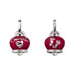 Ciondolo medio Campanella double face in argento e smalto rosso perlato, con cornetti sul retro