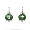 Ciondolo medio Campanella double face in argento e smalto verde perlato, con quadrifoglio sul retro