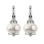 Orecchini campanella micro con faragliori in argento e smalto bianco perlato