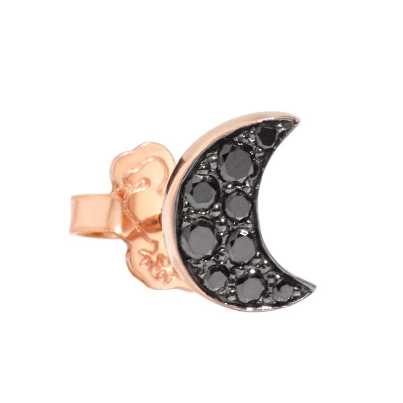 Orecchino Luna cin oro rosa e diamanti black - Dodo