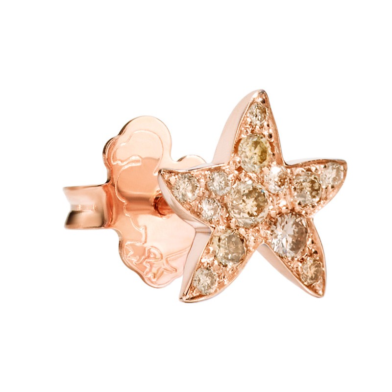 Orecchino stella marina in oro rosa e diamanti brown - Dodo